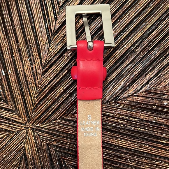 EXPRESS RED LEATHER BELT WITH RHINESTONE BUCKLE - Picture 7 of 8